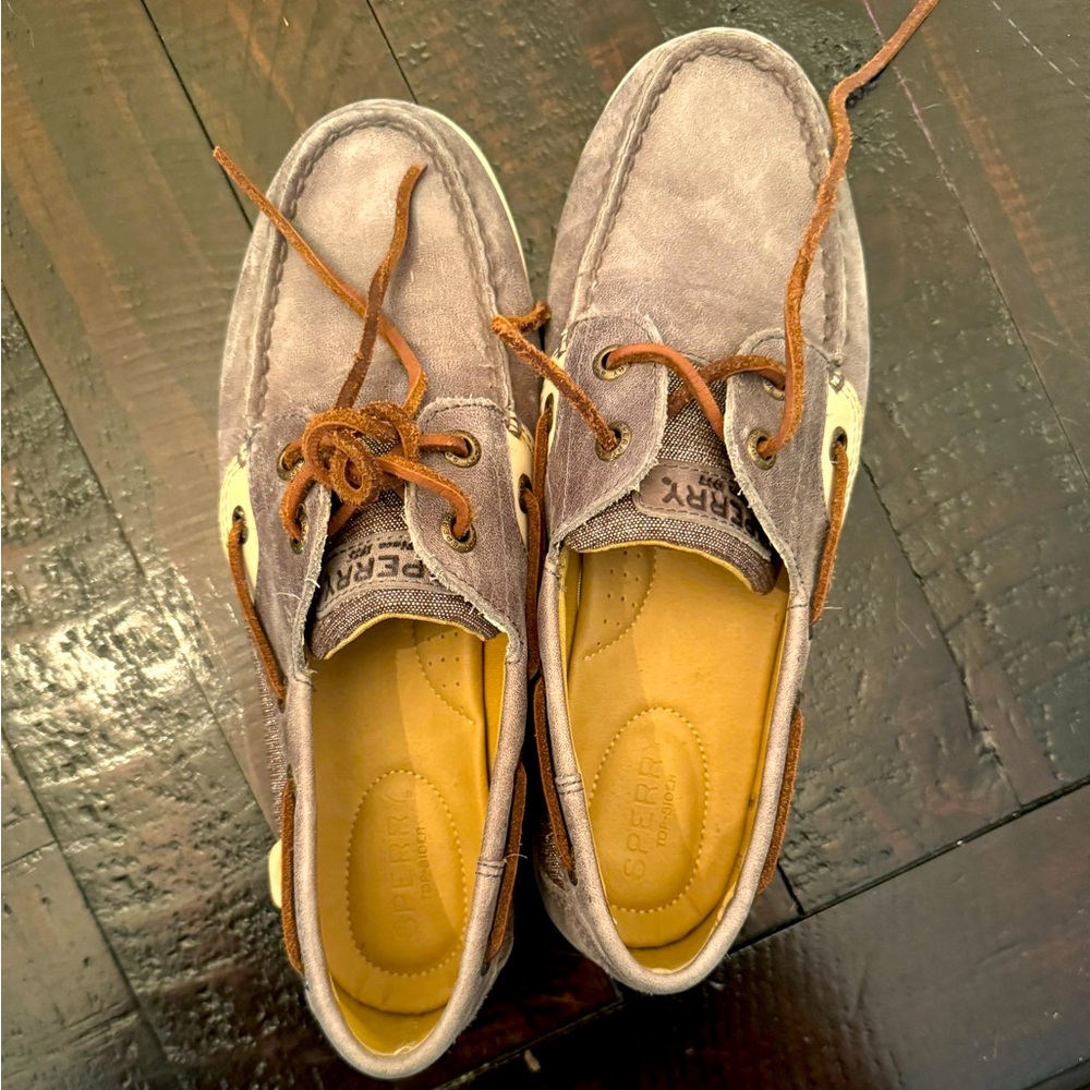 Grey Sperry Loafers - Gunmetal Grey and Sparkles Size 7.5